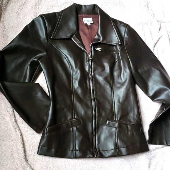 Rampage Jackets & Blazers - Vintage Rampage leather look brown moto jacket